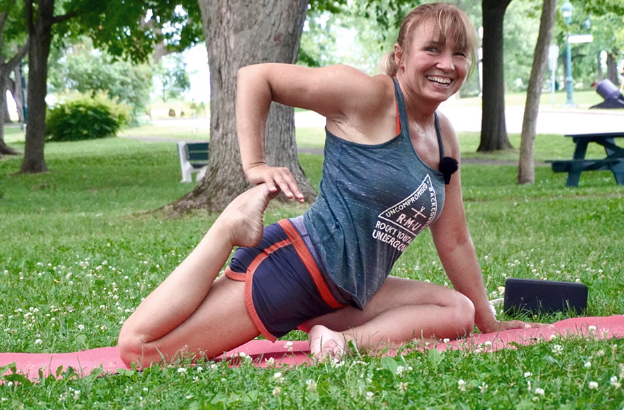 outdoor live yoga on zoom